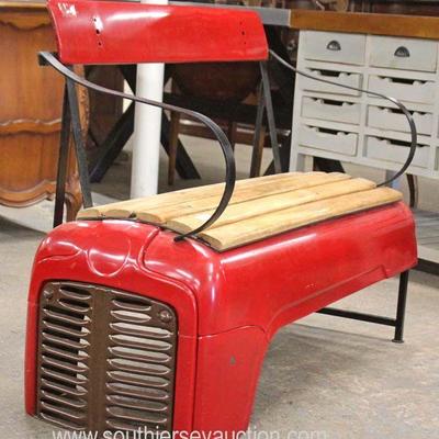  Country Red Tractor Design Metal Bench 
