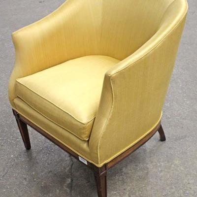  Upholstered Barrel Back Mahogany Frame Chair 