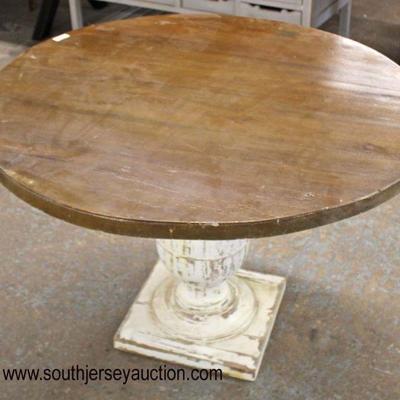  Decorator Natural Finish Top Distressed Pedestal Breakfast Table 