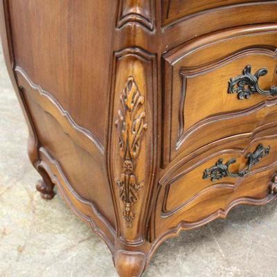  Mahogany Carved Country French Provincial High Chest and Low Chest 