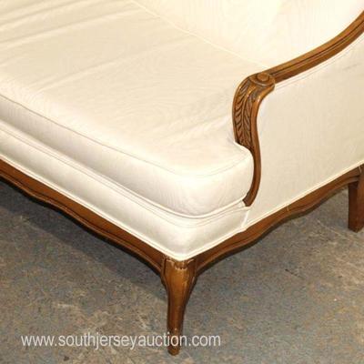  3 Part Mahogany Frame Carved Upholstered Button Tufted French Style Sectional Sofa 