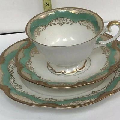 AH3009: Henseler Bavaria Cup and Saucer w/ Salad Plate Fine China Green  https://www.ebay.com/itm/113936589080