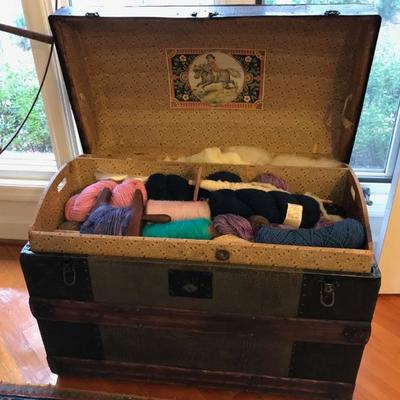 Antique dome top trunk with tray $280