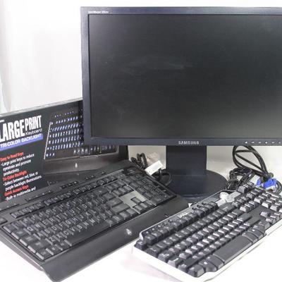 Samsung 20â€ SyncMaster 205BW Monitor Azio KB505U Large Print Tri-Color BackLight Keyboard.  Dell SK-8135 Keyboard 
