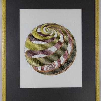 M.C. Escher 1898-1972 â€œBolspiralen Sphere Spiralsâ€ c. 1958.  Print from original wood block print, mathematically inspired wood cut. 