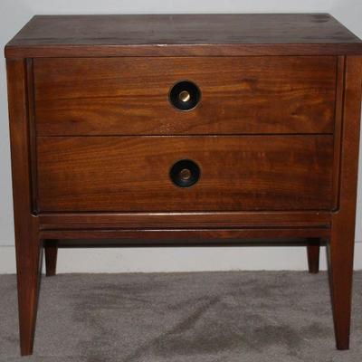 Mid-Century Walnut Finish  Matching 2 drawer Nightstand (24â€W x 15â€D x 23â€H) 