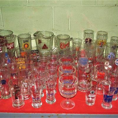 Hundreds of vintage branded glasses