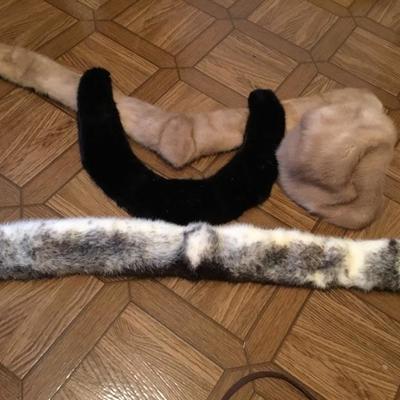 Fur scarves, hat stole