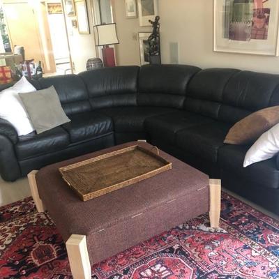 black leather sofa