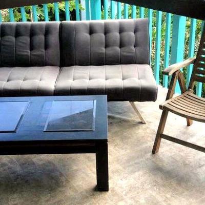 HFS025 Outdoor Futon Bed Couch, Coffee Table & Folding Chair