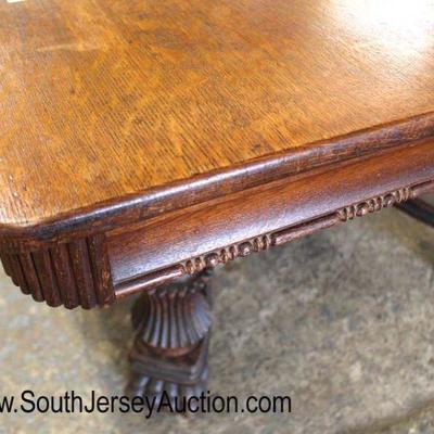  ANTIQUE Oak Square Breakfast Table with 3 Leaves and Nice Carved Legs

Auction Estimate $200-$400 â€“ Located Inside 