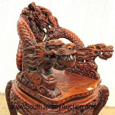  Early Asian Highly Carved and Ornate Dragon Head Hard Wood Arm Chair

Auction Estimate $300-$600 â€“ Located Inside 