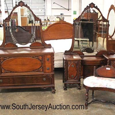  Depression Walnut 2 Tone Low Chest with Mirror and Vanity with Mirror and Bench

Auction Estimate $100-$200 each â€“ Located Inside 