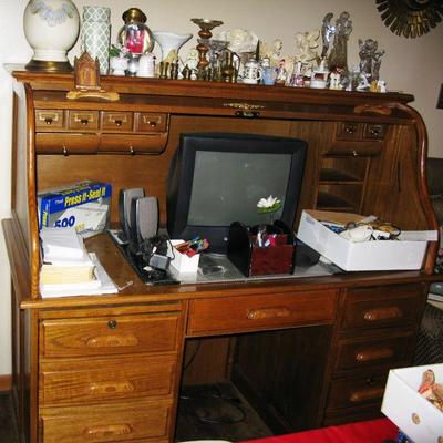 Oak roll top desk  BUY IT NOW  $ 165.00