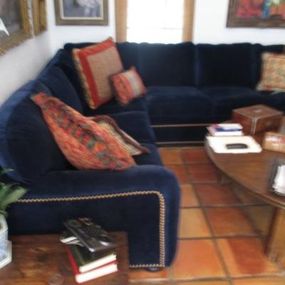 Beautiful Blue Plush Sectional Sofa So Comfortable
