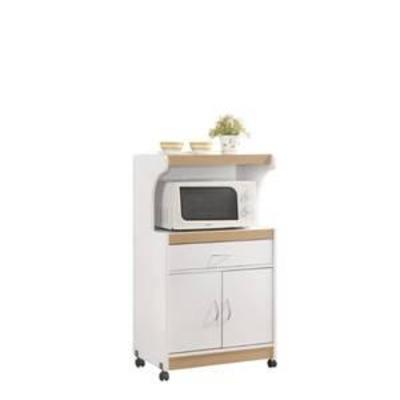 HODEDAH 1-Drawer White Microwave Cart