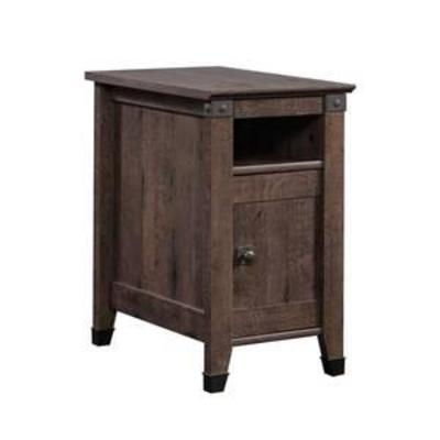 Carson Forge Side Table with Door and Adjustable Shelf - Coffee Oak - Sauder, Brown