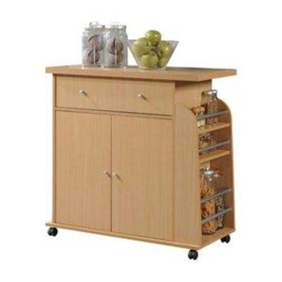 #Hodedah Portable Kitchen Island with Spice Rack