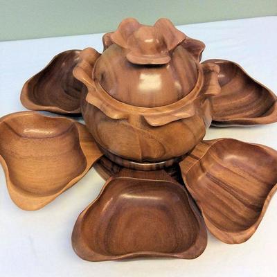 MVP051 Vintage Monkey Pod Wood Lazy Susan