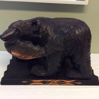 MVP048 Large Japanese Carved Wooden Ainu Bear Signed