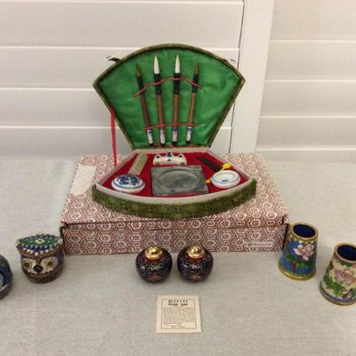 MVP076 Chinese CloisonnÃ© & Calligraphy Set