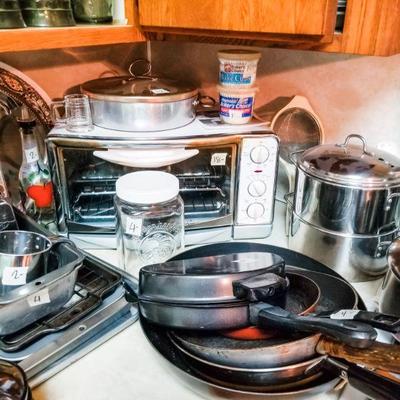 Toaster oven, pots & pans