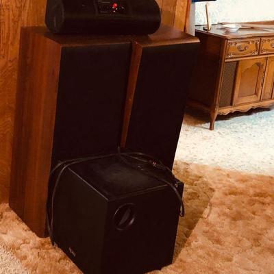 Vintage audio gear and speakers.