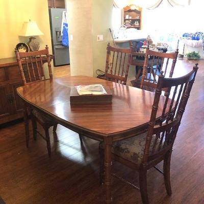 Mead Corp. Stanley Furniture Dining Table w/6 Chairs, 1 leaf - $95