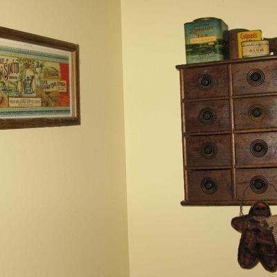 antique wood wall spice box  BUY IT NOW $ 60.00