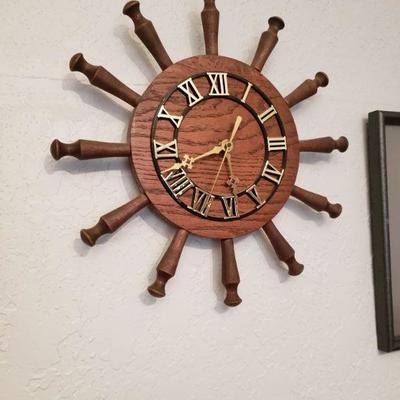 SHIPS WHEEL WALL CLOCK $15