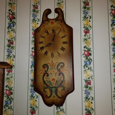 WOODEN WALL CLOCK-HAND PAINTED $95