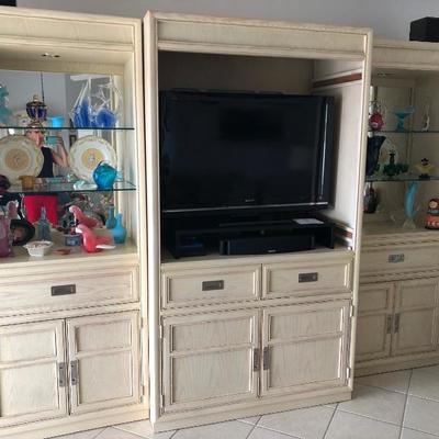 The colored glass in this entertainment center has already been sold last weekend