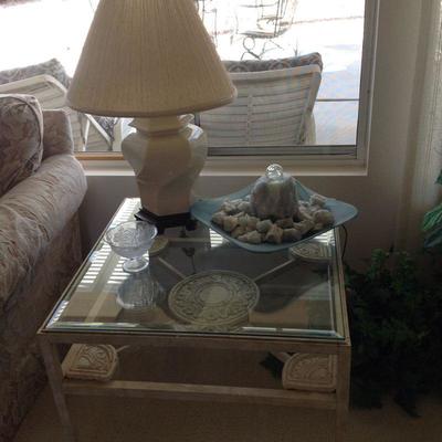 3 glass top side tables