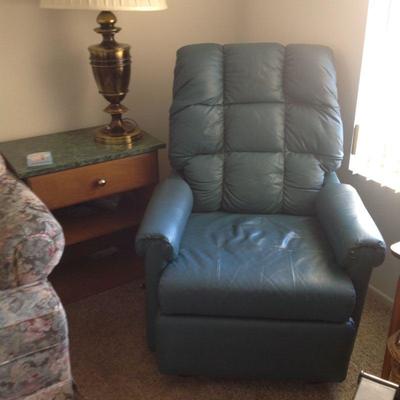 Green leather recliner