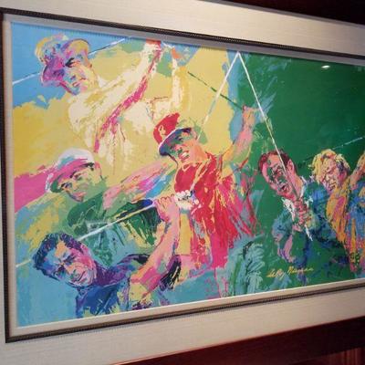 (No 127) Leroy Neiman Poster "Legends of Golf" framed.  $75
