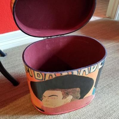 (No. 151) Oval tall storage box with lid ~ 12" tall ~ $20