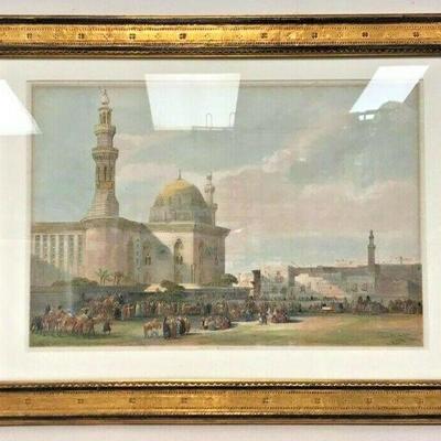 https://www.ebay.com/itm/124082605697 SM020: ANTIQUE COLOR LITHOGRAPH FRAMED PRINT MOSQUE 1849 20X26.75 LOCAL PICKUP
