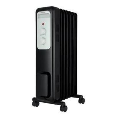 1,500-Watt Oil-Filled Radiant Electric Space Heater with Thermostat, Black