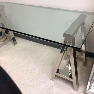 https://www.ebay.com/itm/113927989343 SM030: MID CENTURY MODERN INDUSTRIAL DESK GLASS & METAL 36X72X30