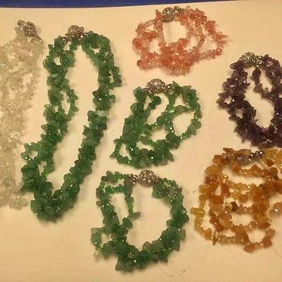 https://www.ebay.com/itm/114173876209 BOX074Ai COSTUME JEWELRY LOT OF TWO STONE NECKLACES & FIVE STONE BRACELETS $30.00