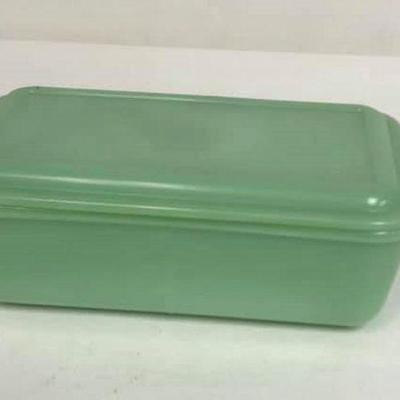 https://www.ebay.com/itm/124142986305 Cma2025: Jadeite Fire King Philbe Green Rectangular Refridgerator Cannister WITH Lid $55