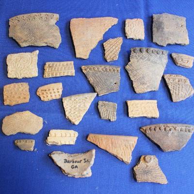 Lot 71: Native American Embossed Pot Shards from Barbour Island, Ga  $50