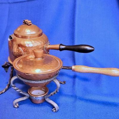 Lot 81B: 2 Pc Vintage Hammered Copper-Swedish Coffee Pot and Stockli Warmer $45