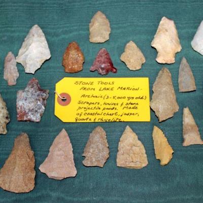 Lot 39: Arrrowheads and Stone Tools from the Lake Marion, SC area  $50
