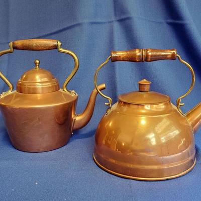 Lot 82: 2 Vintage Copper Kettles $45