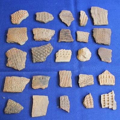 Lot 72: Native American Embossed Pot Shards From SC and Ga. 2000BC-1670 AD   $50