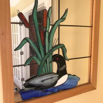 SOLD 
$85 Adorable Stain Glass Loon Mirror