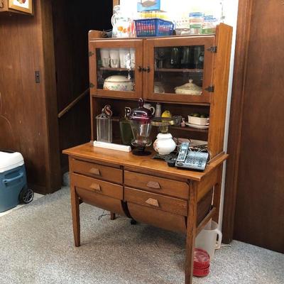 Antique oak bakers cabinet 