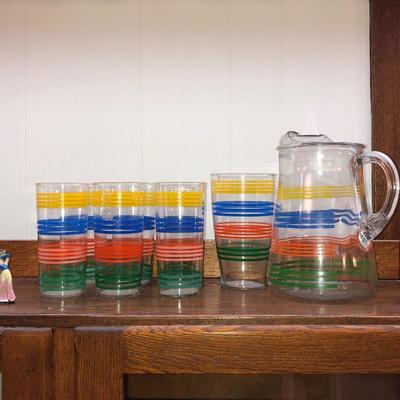 Mid century pitcher and glass set