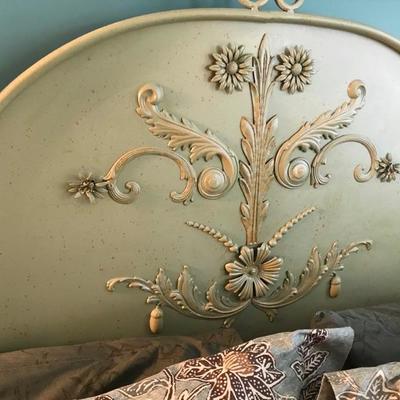 Queen size iron four poster bed with boxspring and mattress $995
68" tall